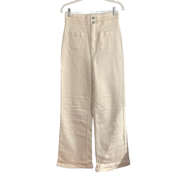 Anthropologie Magali Pascal Birkin High-Rise Wide Leg in Ecru Size Medium/US 8 - Picture 2 of 8